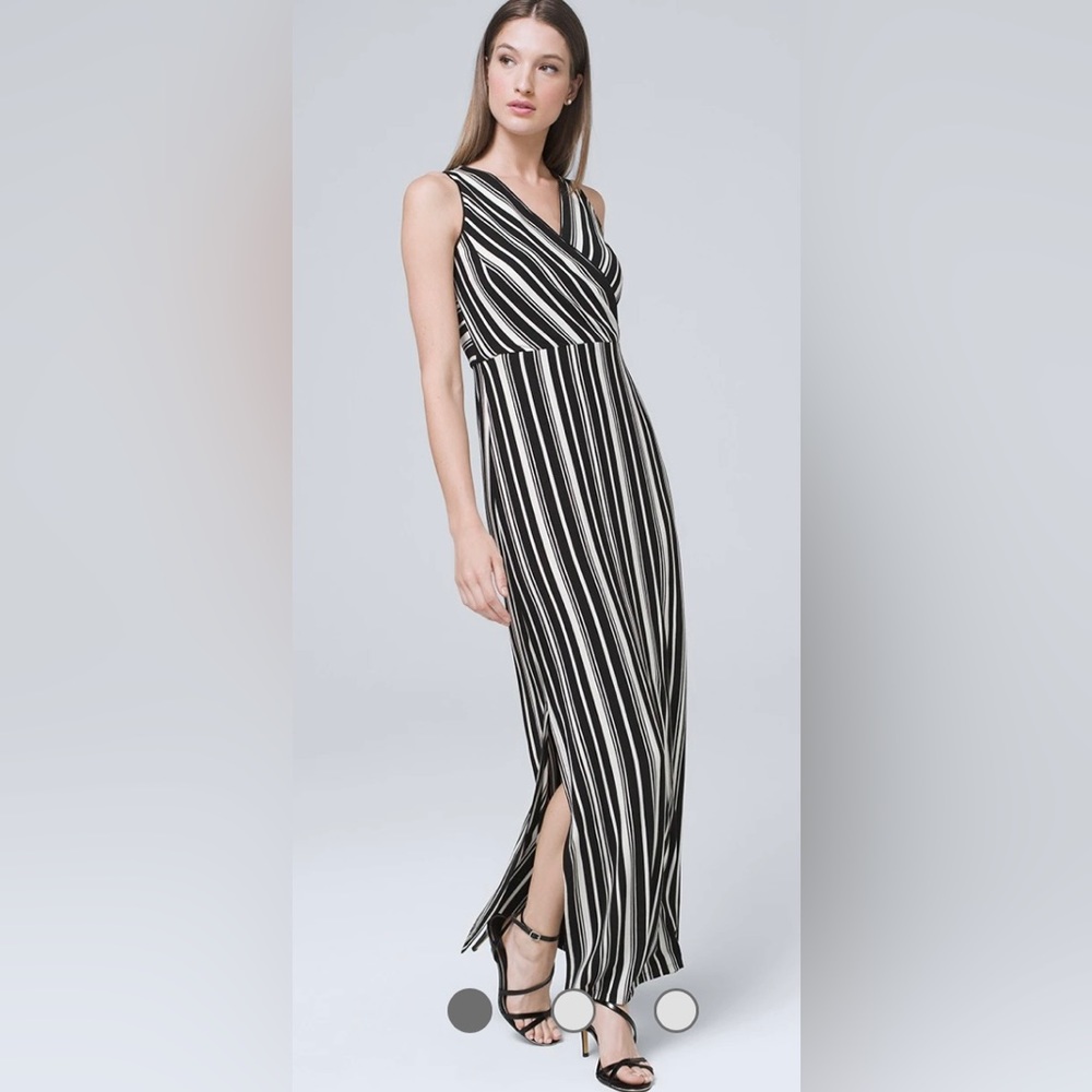White House Black Market Black and White Striped Maxi Dress